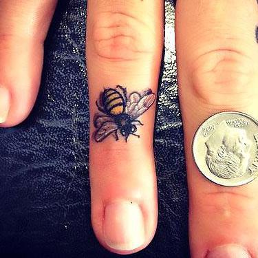 Bee on The Finger Tattoo