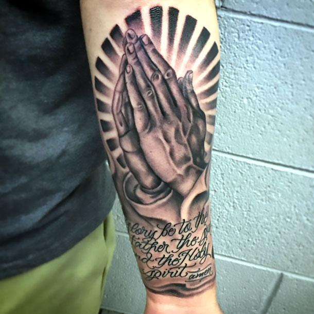 Black Praying Hands Tattoo Idea