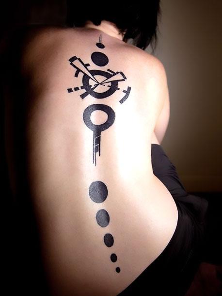 Black Spine Tattoo Idea