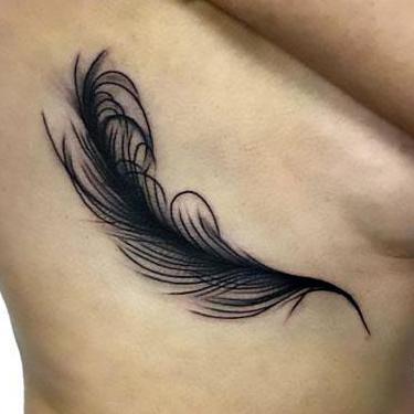 Blackwork Feather Tattoo