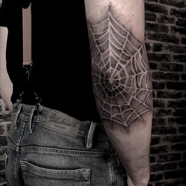 Gray Spider Web Tattoo