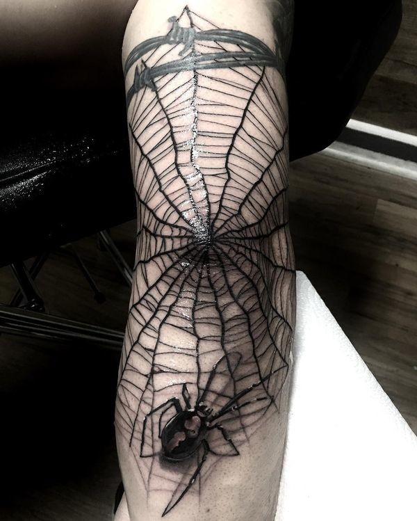 Black Spider Web Tattoo Idea