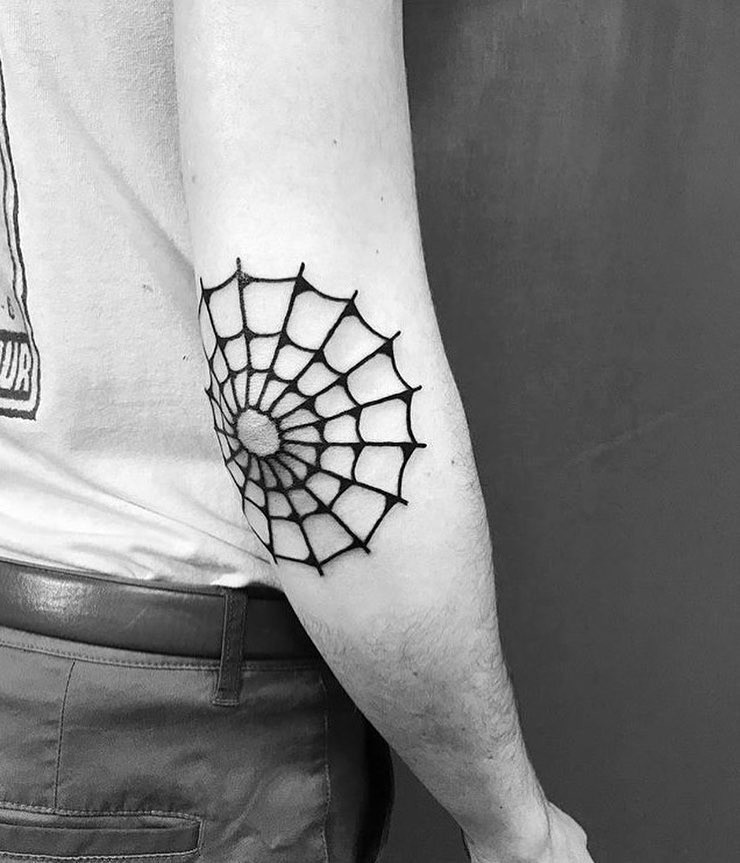 Black Simple Spider Web Tattoo Idea