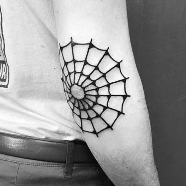 Black Simple Spider Web Tattoo