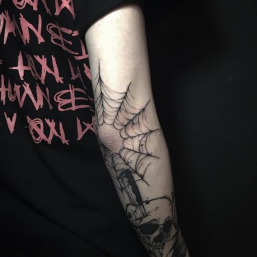 Skull Spider Web Tattoo