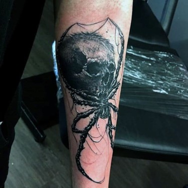Crazy Skull Spider Tattoo