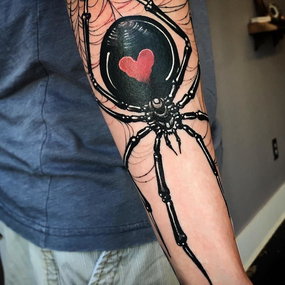 Big Black Widow Spider Tattoo Idea