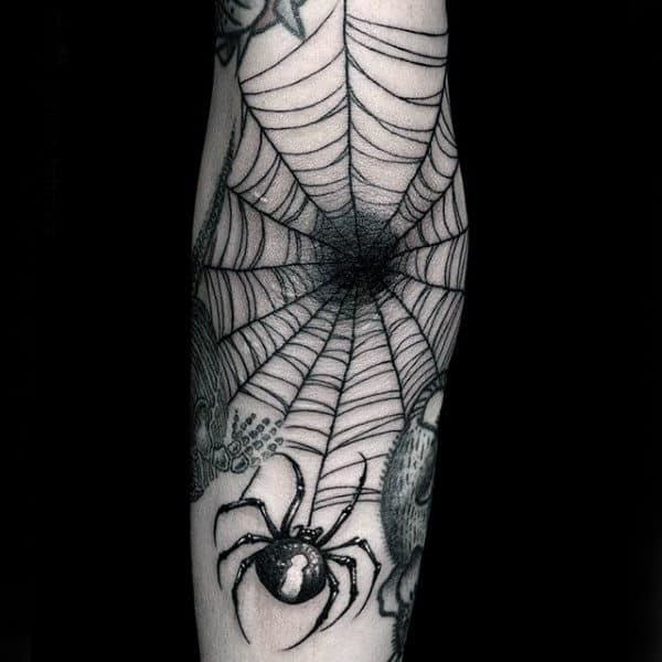 Elbow Spider Web Tattoo Idea