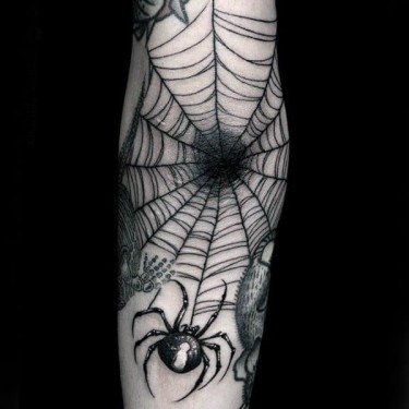 Elbow Spider Web Tattoo