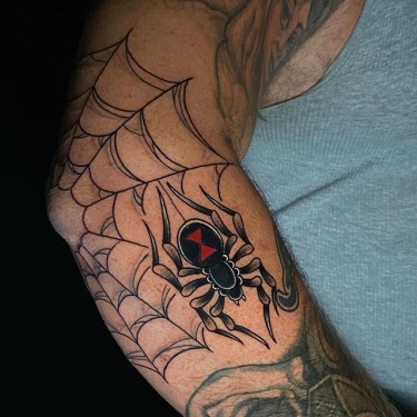 Incredible Black Widow Spider Tattoo