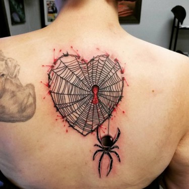 Heart Spider Web Tattoo