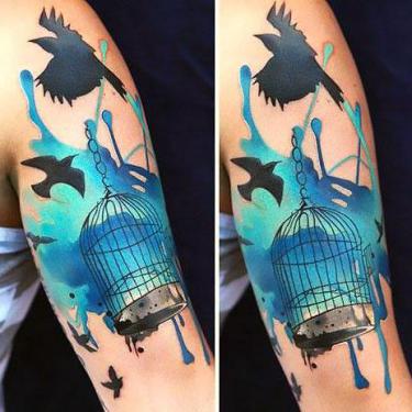 Blue Birdcage Tattoo