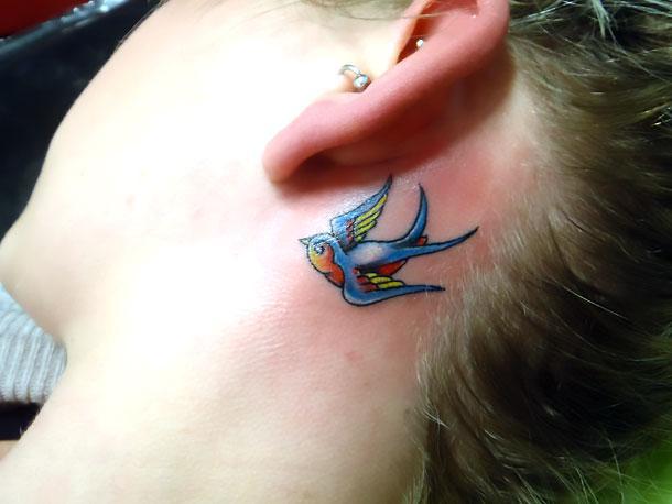 Bluebird Tattoo Behind Ear Tattoo Idea