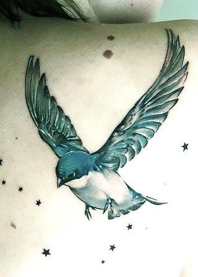 Bluebird Tattoo on Shoulder Blade Tattoo Idea