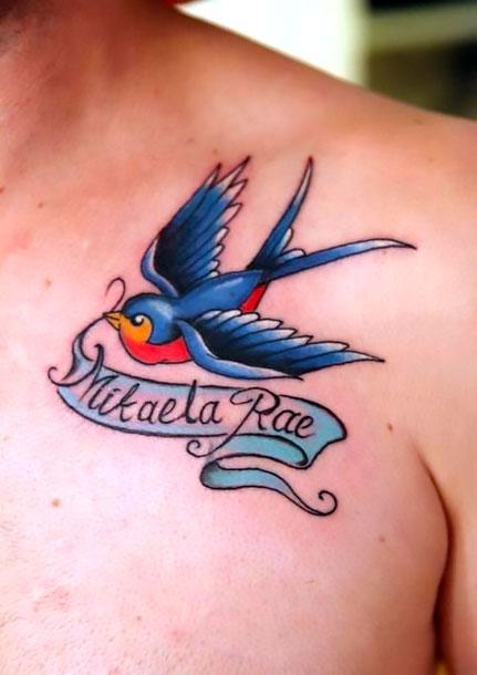 Bluebird With Name Tattoo Idea