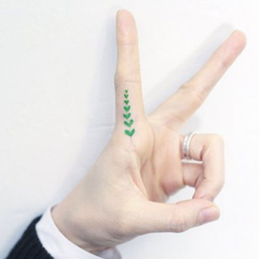Botanical Green Hearts Tattoo