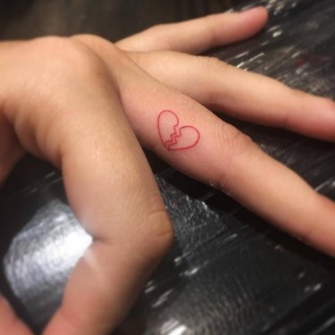 Small Broken Red Heart Tattoo