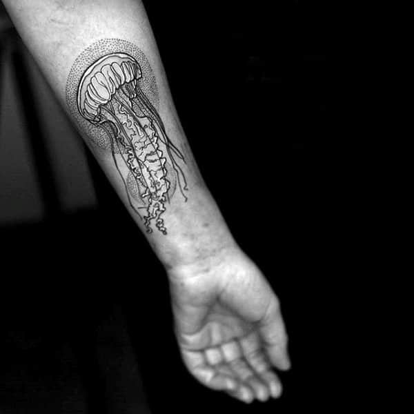 Cute Grey Dotted Jellyfish Tattoo Idea