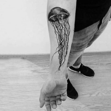 Jellyfish With Scribbled Tentacles Tattoo