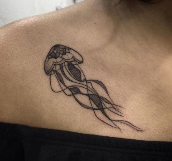 Collarbone Jellyfish Tattoo Idea