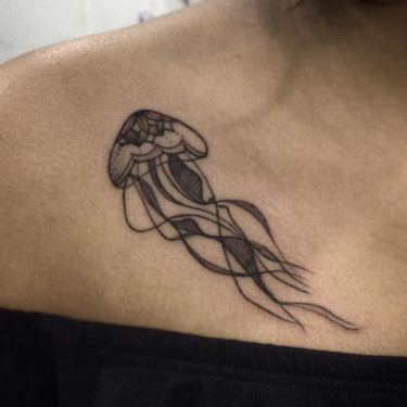 Collarbone Jellyfish Tattoo