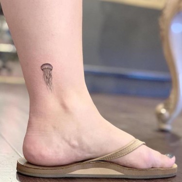 Ankle Small Jellyfish Tattoo