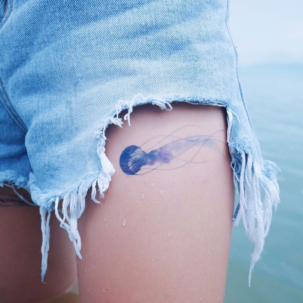 Watercolor Jellyfish Tattoo Idea