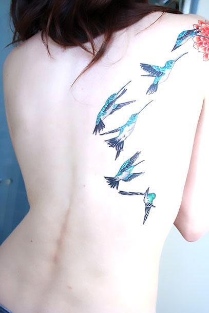 Blue Hummingbirds Tattoo Idea