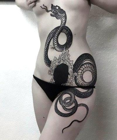 Big Black Snake Tattoo Idea