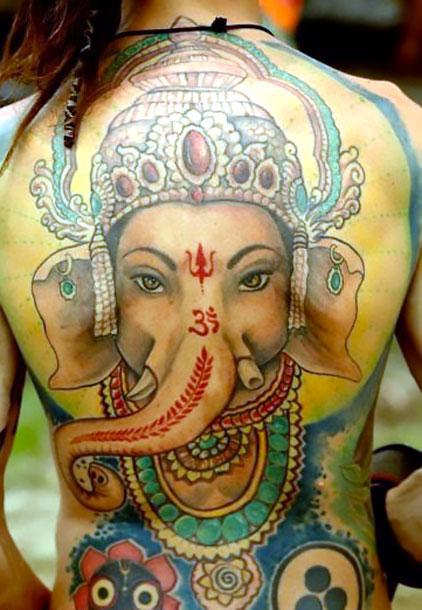 Big Buddhist Elephant Ganesh Tattoo Idea