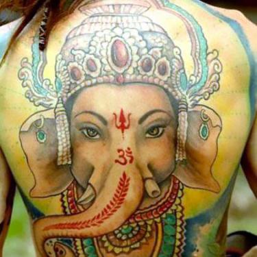 Big Buddhist Elephant Ganesh Tattoo