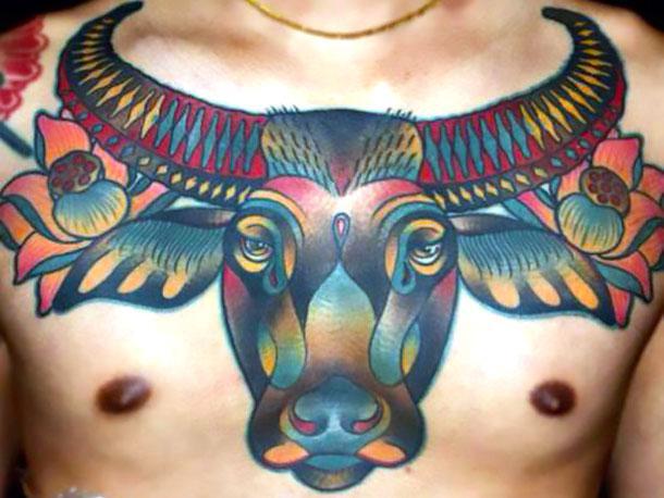 Big Bull Head Tattoo Idea