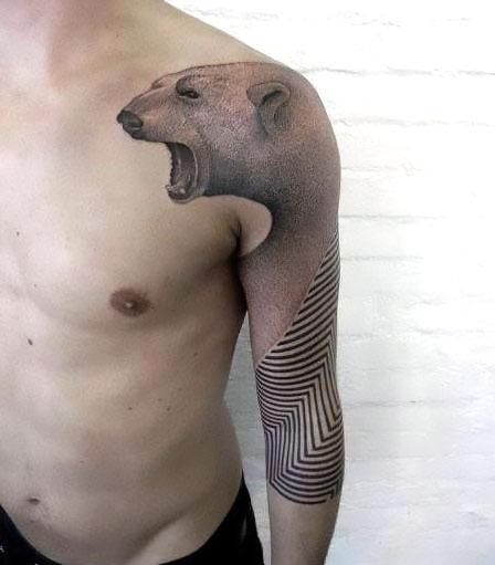 Big Dotwork Bear Tattoo Idea