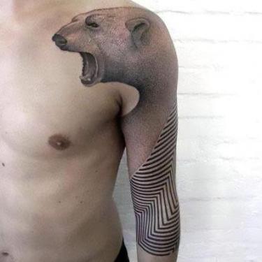 Big Dotwork Bear Tattoo