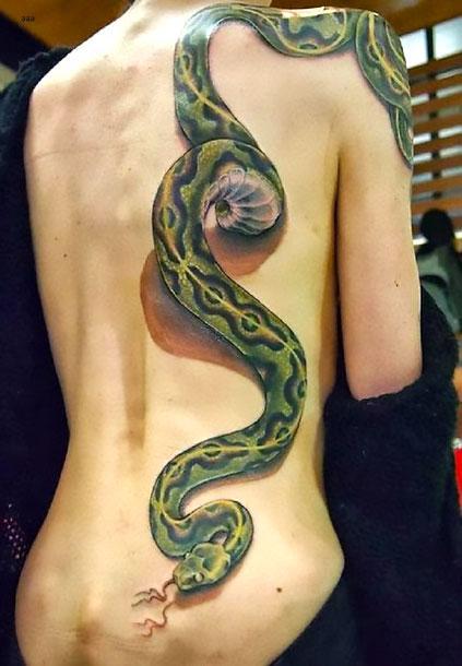 Big Green Snake Tattoo Idea