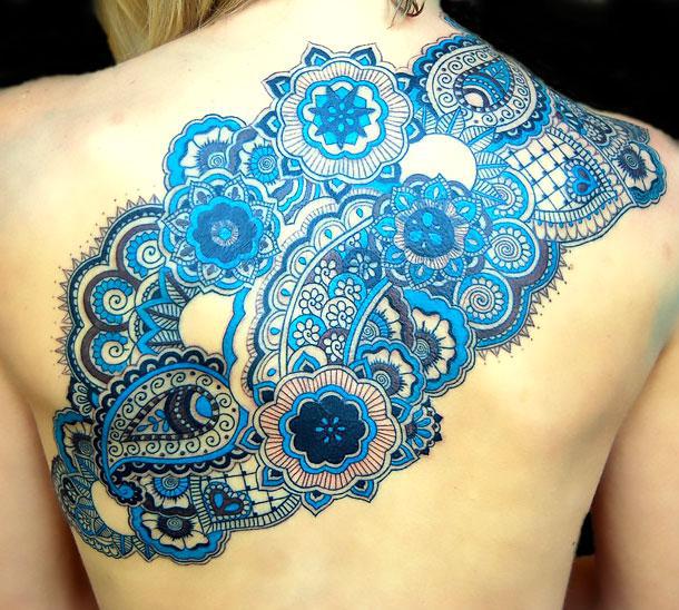 Blue Lace Tattoo Idea