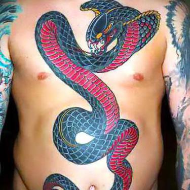 Black and Red Cobra Tattoo