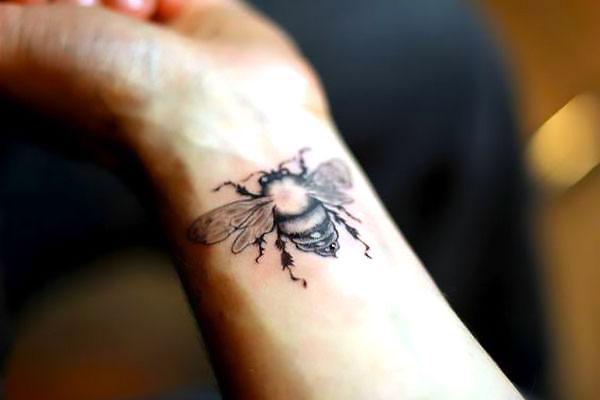 Black and White Bee Tattoo Idea