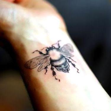 Black and White Bee Tattoo