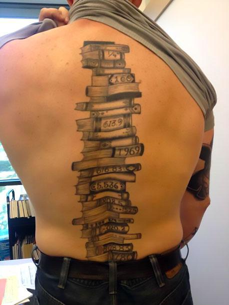 Books on Spine Tattoo Idea
