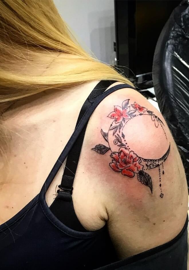 Rose Moon Tattoo Idea