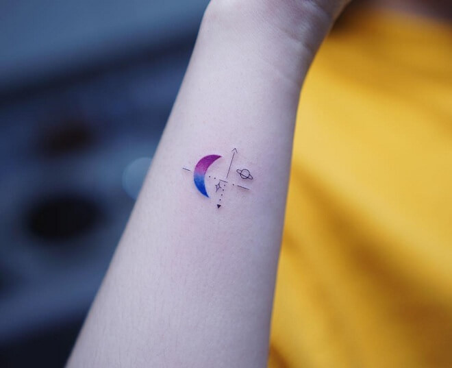 Water Color Moon Tattoo Idea