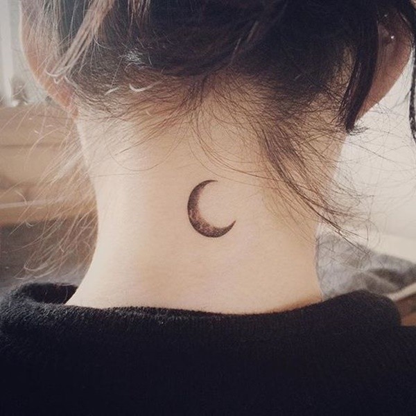 Neck Crescent Moon Tattoo Idea
