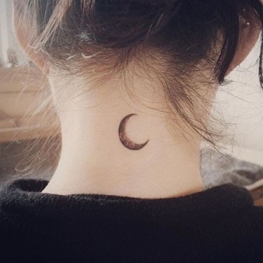 Neck Crescent Moon Tattoo