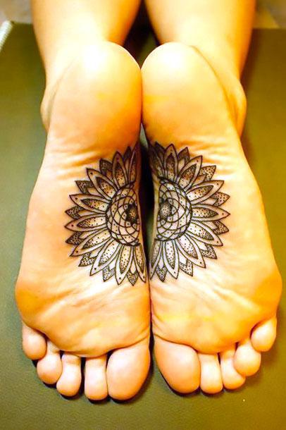 Bottom of Feet Mandala Tattoo Idea