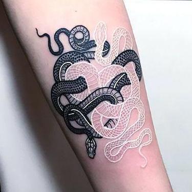 Black and White Snake Arm Tattoo