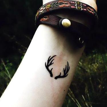 Black Deer Antler on Wrist Tattoo