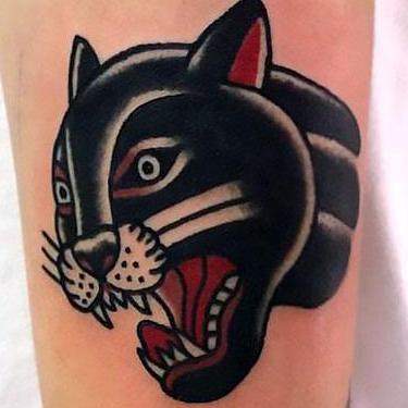 Black Leopard Face Tattoo