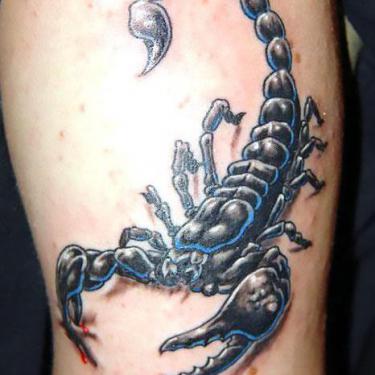 Black Realistic Scorpion Tattoo