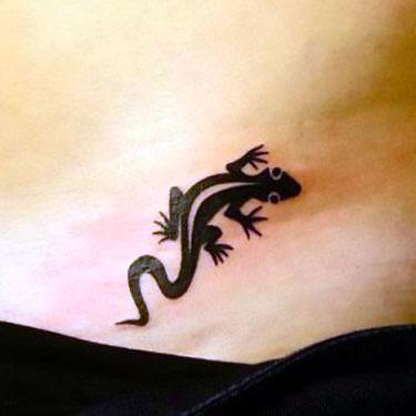 Black Tribal Lizard Tattoo